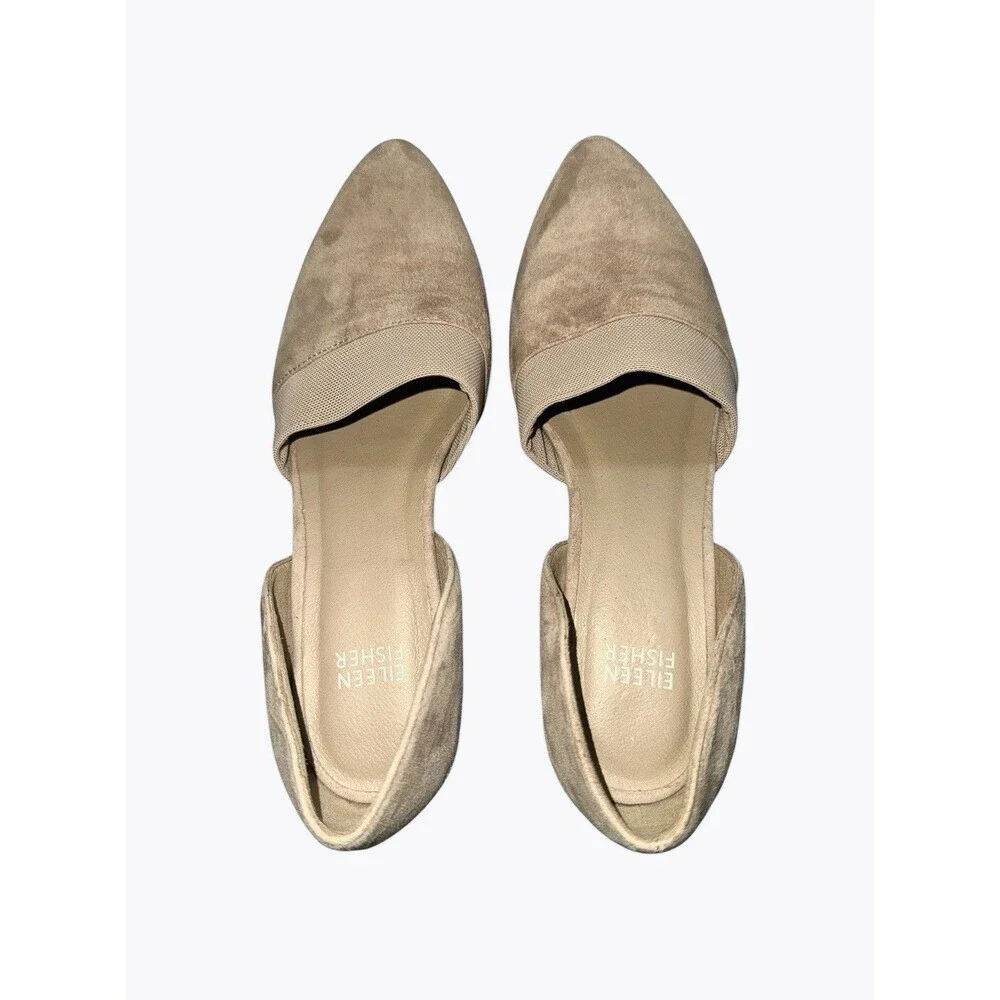 Eileen Fisher Hilly D’Orsay Suede Pumps Heels Pointed Toe Neutral Beige Taupe 8 - Picture 4 of 10